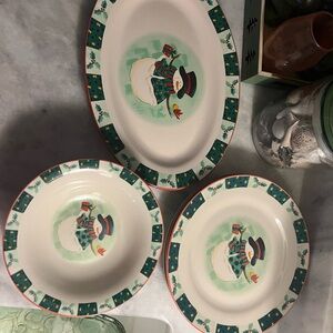 Holiday Snowman and Cardinal Stoneware Dinnerware